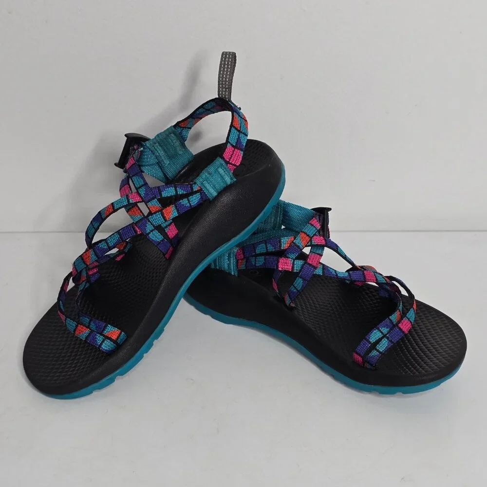 Chaco Big Kids ZX/1 EcoTread Break Teal Sandals Size 4 Adjustable Hiking Outdoor